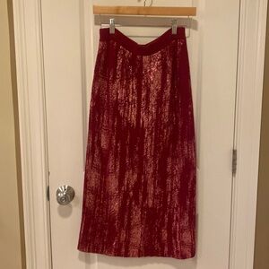 Long sweater skirt with rose gold shimmer from Anthropologie